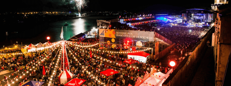 Photo francofolies concert Scéne Jean-Louis Foulquier La Rochelle et feux d'artifices 14 juillet